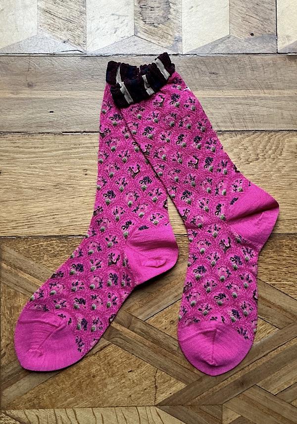 Rose & Lini ANTIPAST WOOL “FUN FAN” AM-501A SOCKS MAGENTA Promozione