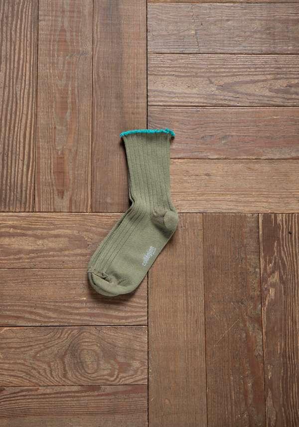 Rose & Lini COLLEGIEN “DELPHINE” RIBBED SOCKS OLIVE Pezzi Unici
