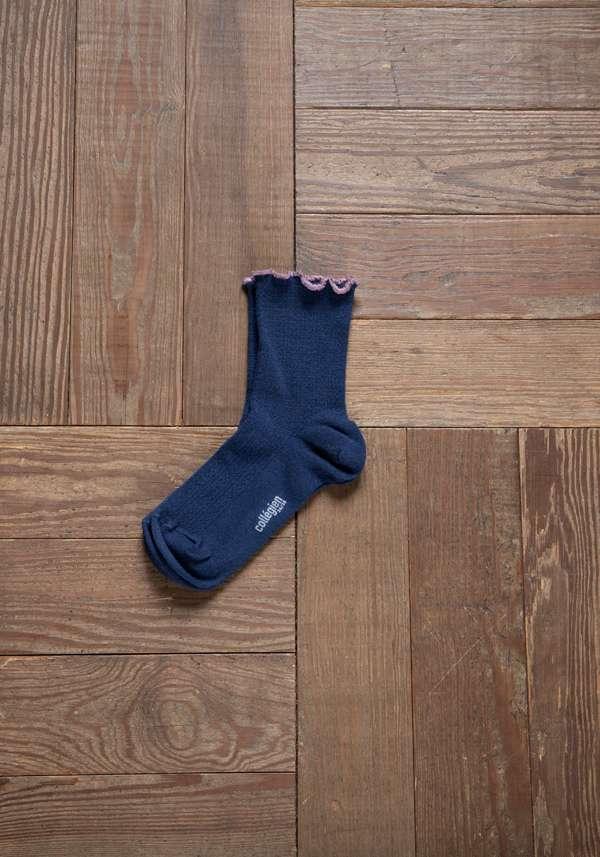 Rose & Lini COLLEGIEN “AMBRE” MERINO WOOL SOCKS NAVY Acquista Ora