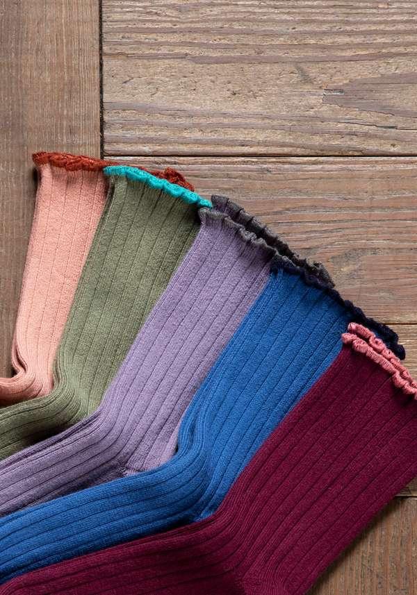 Rose & Lini COLLEGIEN “DELPHINE” RIBBED SOCKS GLYCINE Prezzo Ridotto