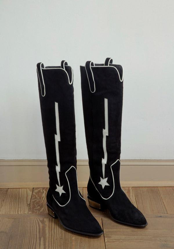 Rose & Lini KATE CATE SUEDE LEATHER “STELLA ROCK” BLACK BOOTS Online