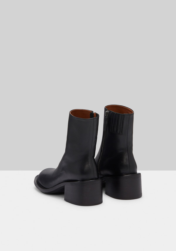 Rose & Lini MARSÈLL “ALLUCINO BEATLE” BLACK LEATHER ANKLE BOOTS Outlet