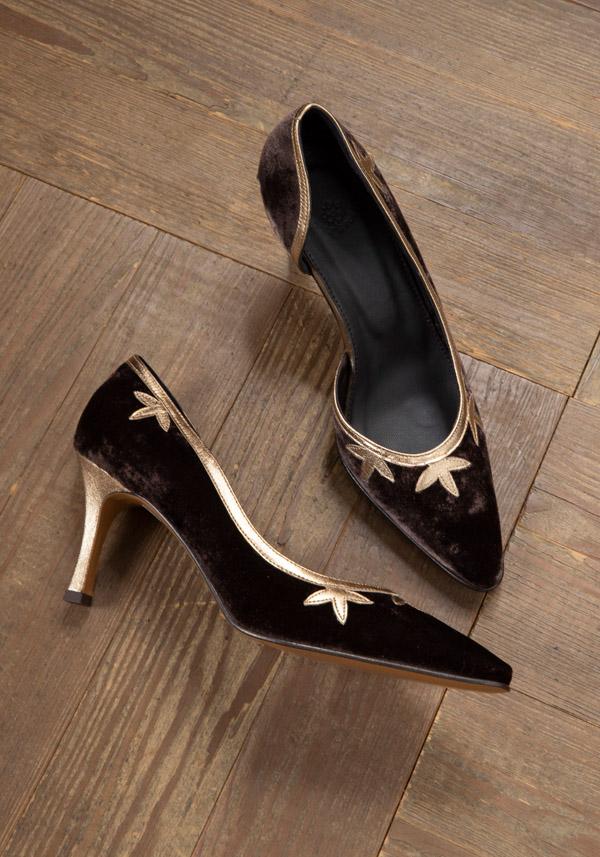 Rose & Lini ROSE’S ROSES “FRIDA” VELVET & LAMÉ HEELS Hotsell