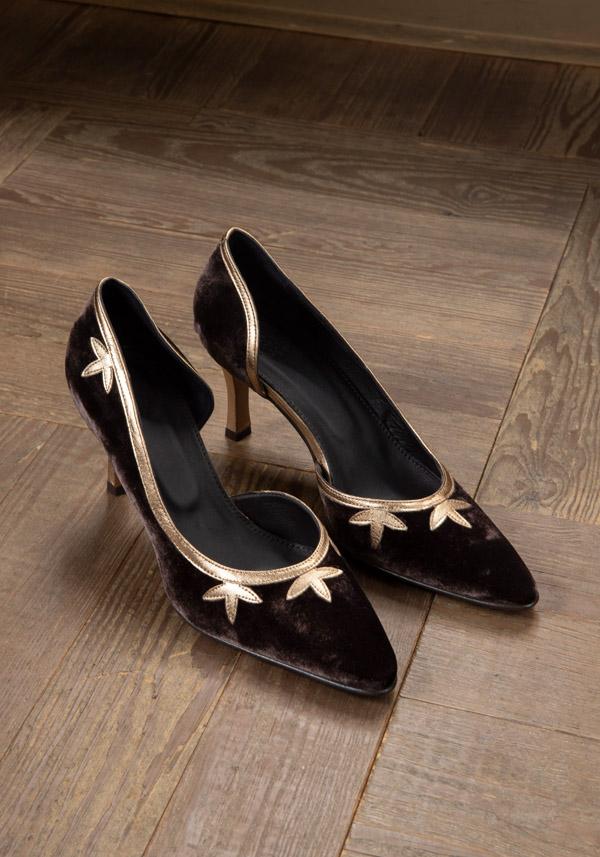 Rose & Lini ROSE’S ROSES “FRIDA” VELVET & LAMÉ HEELS Hotsell