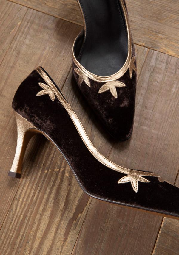 Rose & Lini ROSE’S ROSES “FRIDA” VELVET & LAMÉ HEELS Hotsell