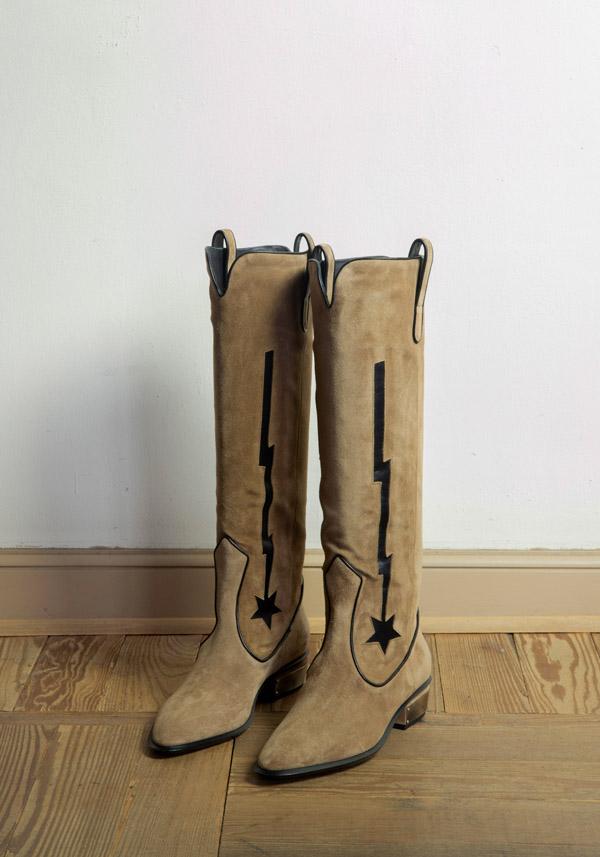 Rose & Lini KATE CATE SUEDE LEATHER “STELLA ROCK” BROWN BOOTS Vendita Calda