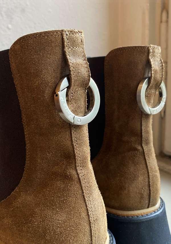 Rose & Lini ROCCO P. “TRONCHETTO 15630” SUEDE CARAMEL ANKLE BOOTS Vendita Economica