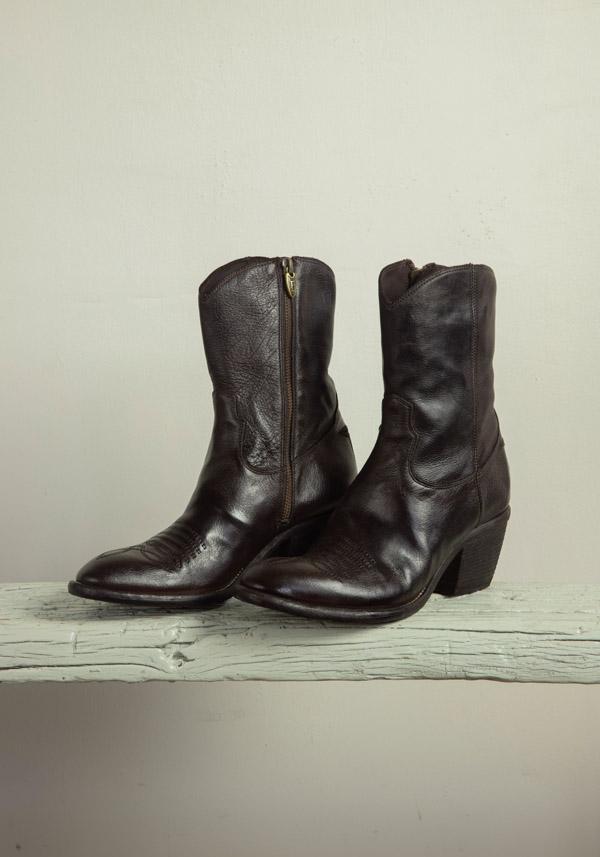 Rose & Lini FAUZIAN JEUNESSE “IGNIS” EBONY LEATHER TEXAS BOOT Saldi Di Fabbrica