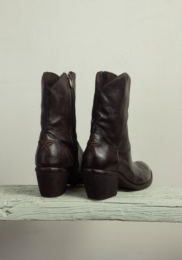 Rose & Lini FAUZIAN JEUNESSE “IGNIS” EBONY LEATHER TEXAS BOOT Saldi Di Fabbrica