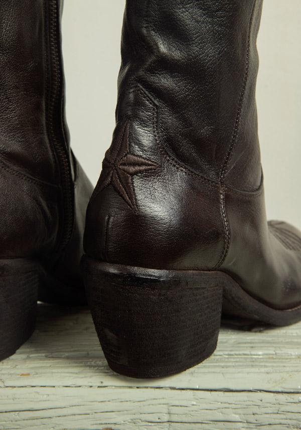 Rose & Lini FAUZIAN JEUNESSE “IGNIS” EBONY LEATHER TEXAS BOOT Saldi Di Fabbrica