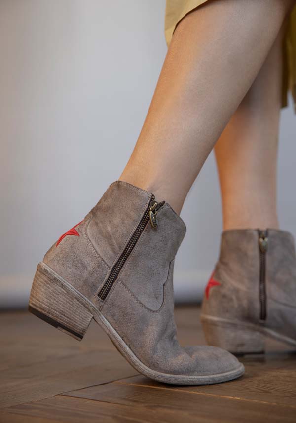Rose & Lini FAUZIAN JEUNESSE “BOOT 3205” CORK SUEDE TEXAN ANKLE BOOTS Moda