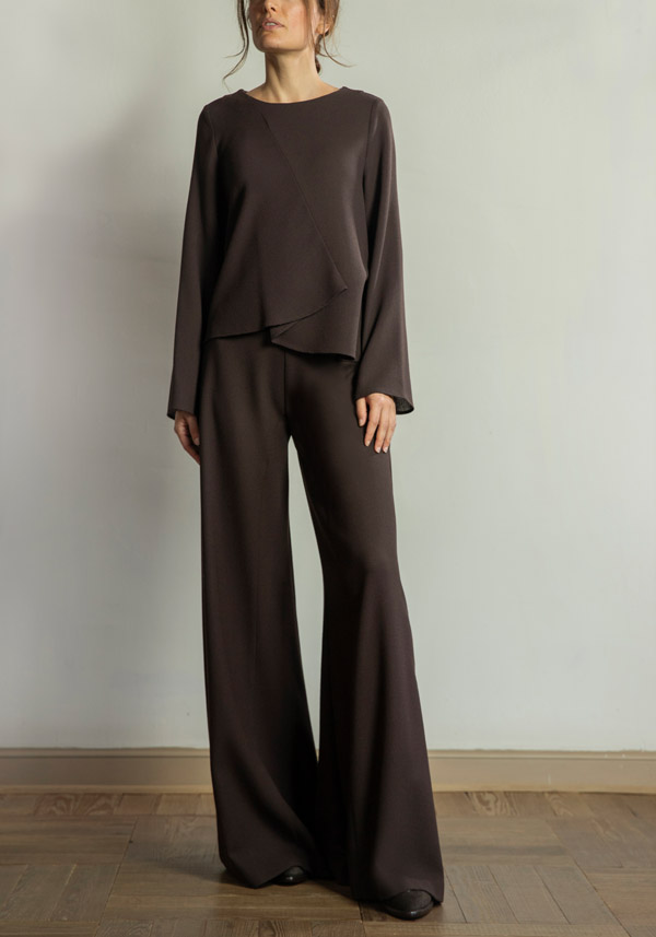 Rose & Lini STEFANO MORTARI WOOL FLARE “PANTS 5235” BROWN 2025