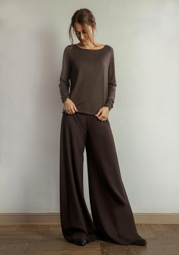 Rose & Lini STEFANO MORTARI WOOL FLARE “PANTS 5235” BROWN 2025