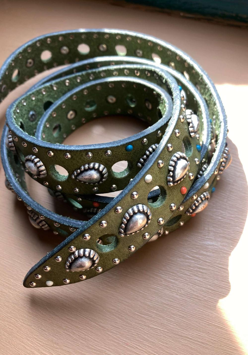 Rose & Lini NANNI MILITARY STUDDED LEATHER “BELT 336” Nuovo