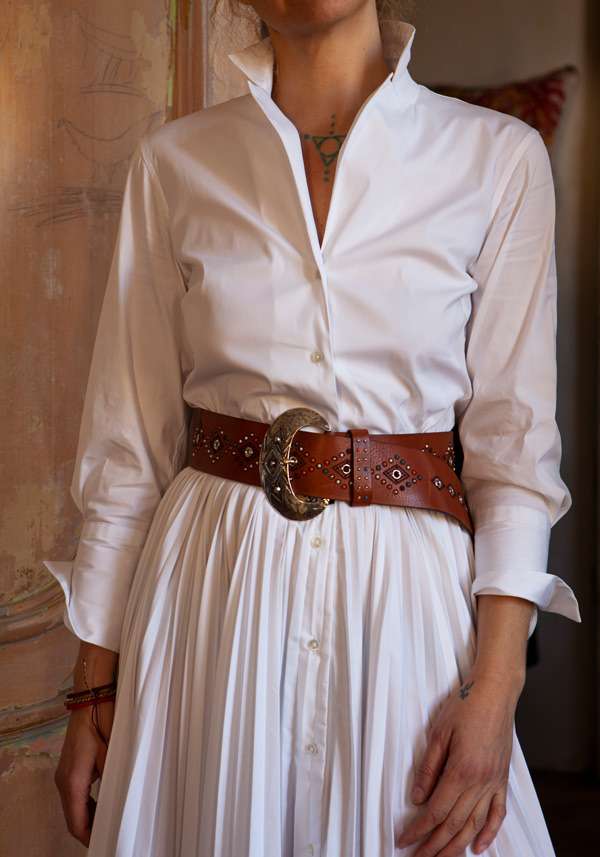 Rose & Lini NANNI “822” CHOCO LEATHER BELT Qualità