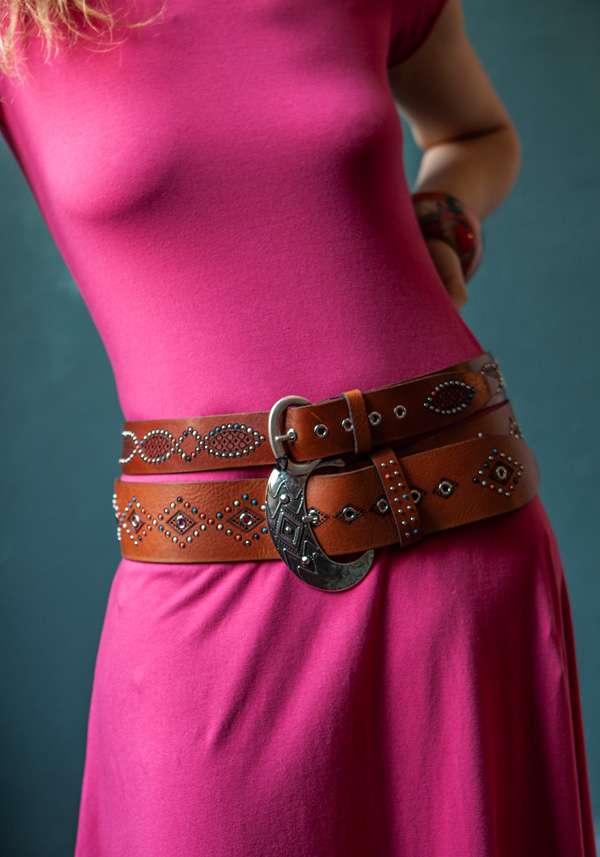 Rose & Lini NANNI “822” CHOCO LEATHER BELT Qualità