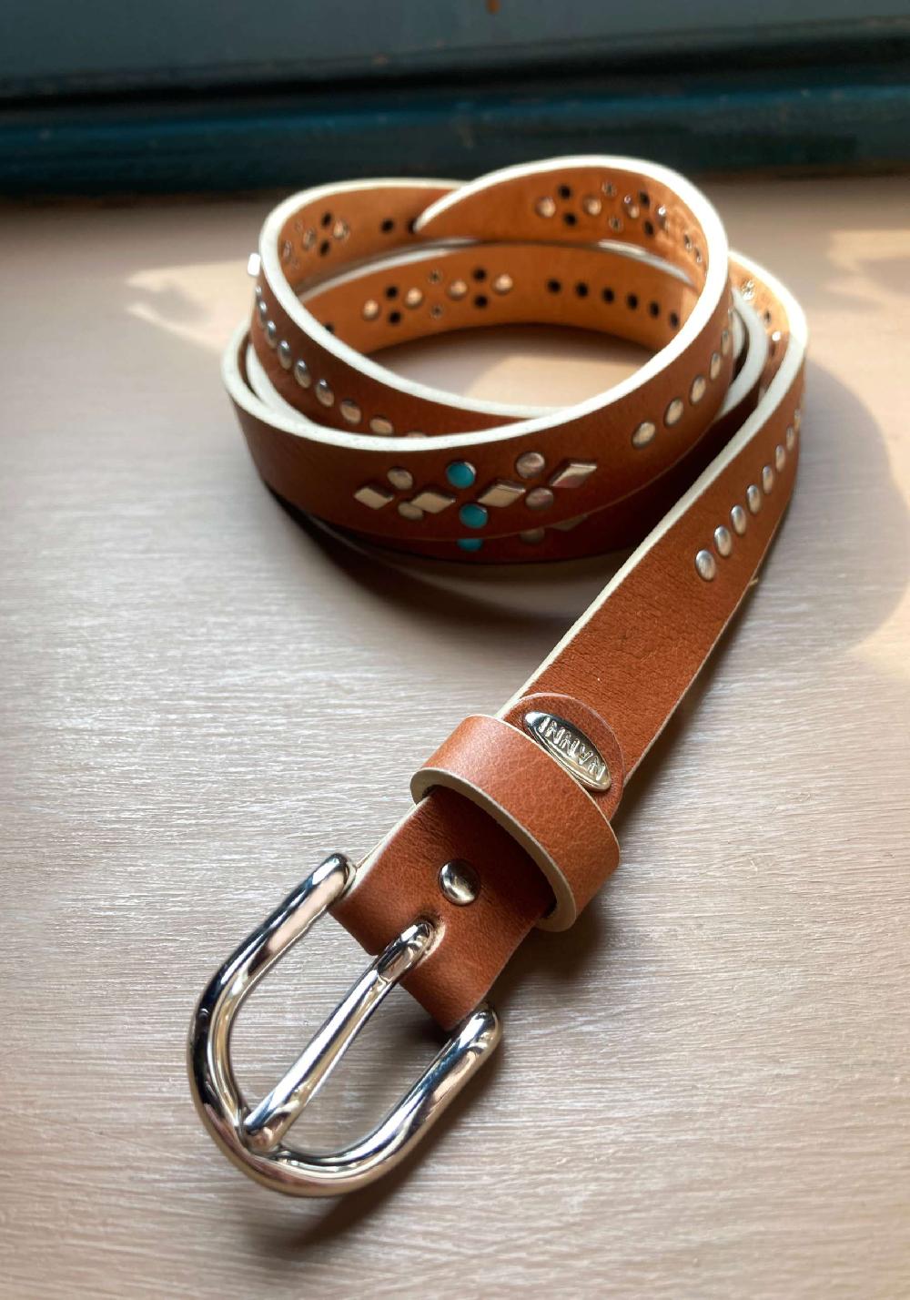 Rose & Lini NANNI GINGER STUDDED LEATHER “BELT 343” Vendita