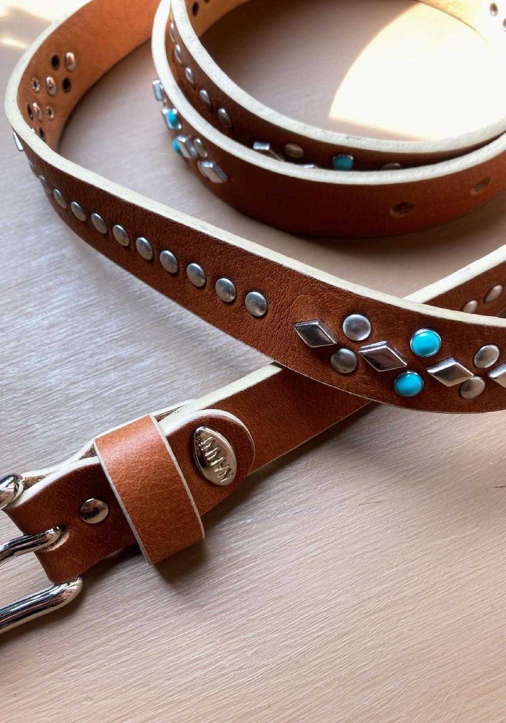 Rose & Lini NANNI GINGER STUDDED LEATHER “BELT 343” Vendita