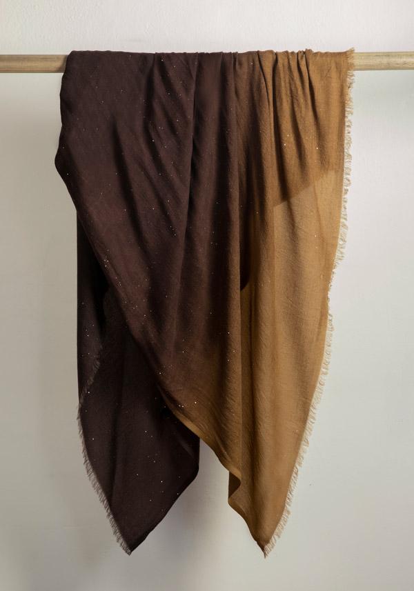 Rose & Lini FALIERO SARTI WOOL “RANIA” BROWN SEQUINED SHAWL Offerta