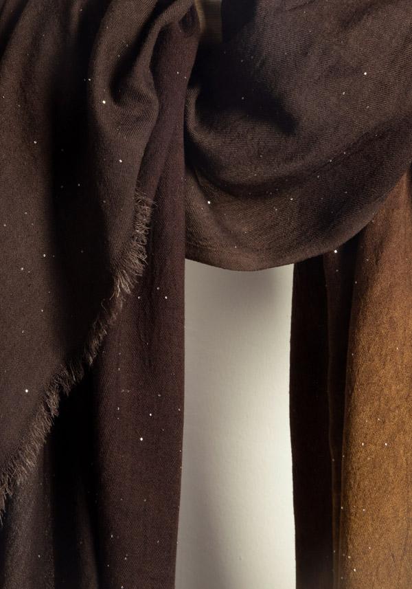 Rose & Lini FALIERO SARTI WOOL “RANIA” BROWN SEQUINED SHAWL Offerta