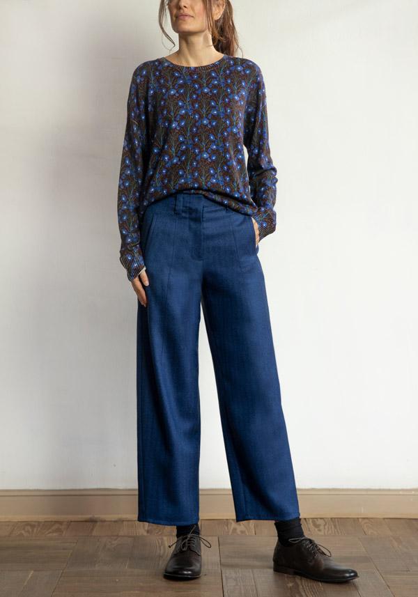 Rose & Lini BARBARA TANI WOOL “PANTS 462 LANA” BLUE Hotsell