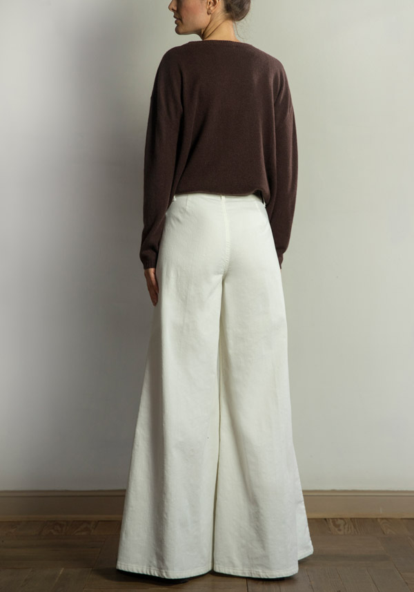 Rose & Lini PS. DON’T FORGET ME “GRACE DYED” WIDE LEG PANTS MILK Vendita Calda