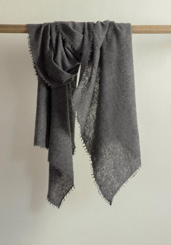 Rose & Lini MIRROR IN THE SKY CASHMERE “OPEN KNITTED MELANGE” CHARCOAL SCARF Vendite Flash