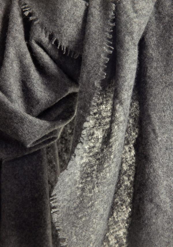 Rose & Lini MIRROR IN THE SKY CASHMERE “OPEN KNITTED MELANGE” CHARCOAL SCARF Vendite Flash