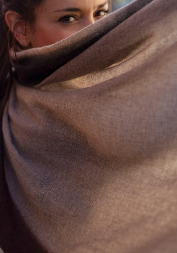 Rose & Lini MIRROR IN THE SKY CASHMERE “MIRROR MELANGE DIP DYE” BROWNS SHAWL Moda