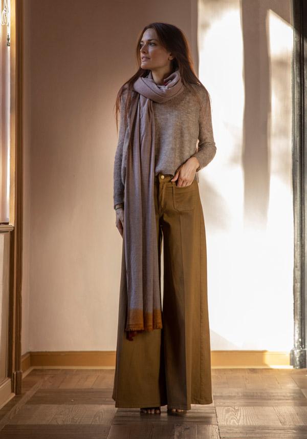 Rose & Lini MIRROR IN THE SKY CASHMERE “MIRROR MELANGE DIP DYE” EARTHY SHAWL 2025