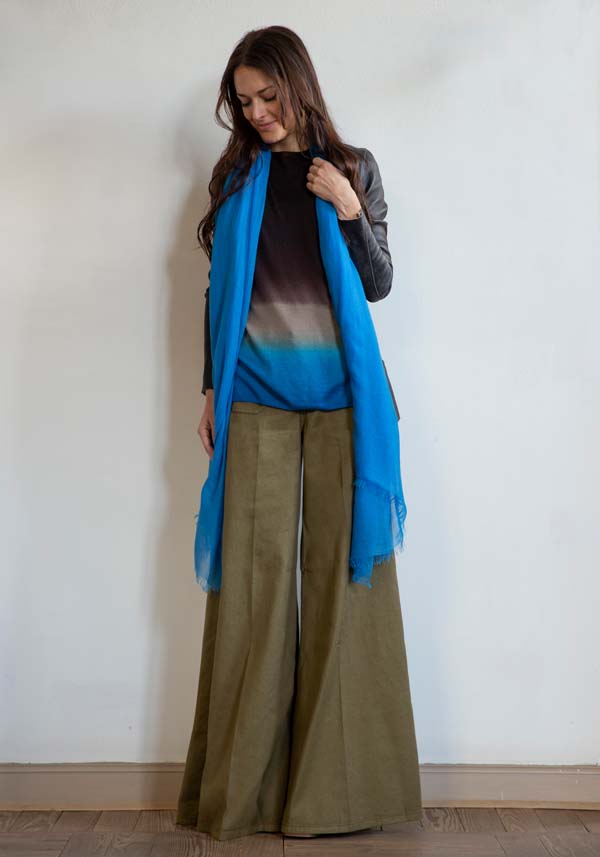 Rose & Lini MIRROR IN THE SKY CASHMERE “SOUFFLE PLAIN SHAWL” FAIENCE Italy