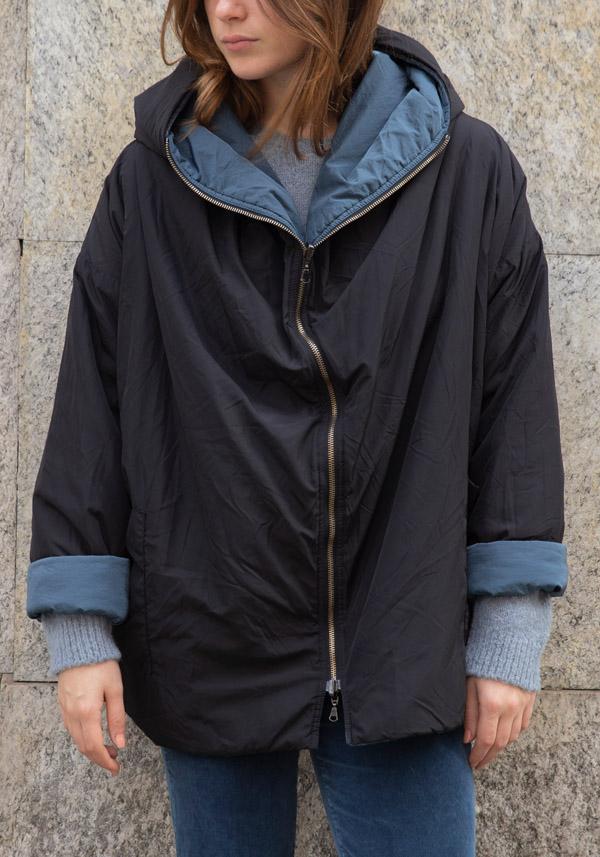 Rose & Lini KIMONORAIN REVERSIBLE “BASIC” JACKET LEAD & BLACK Novità
