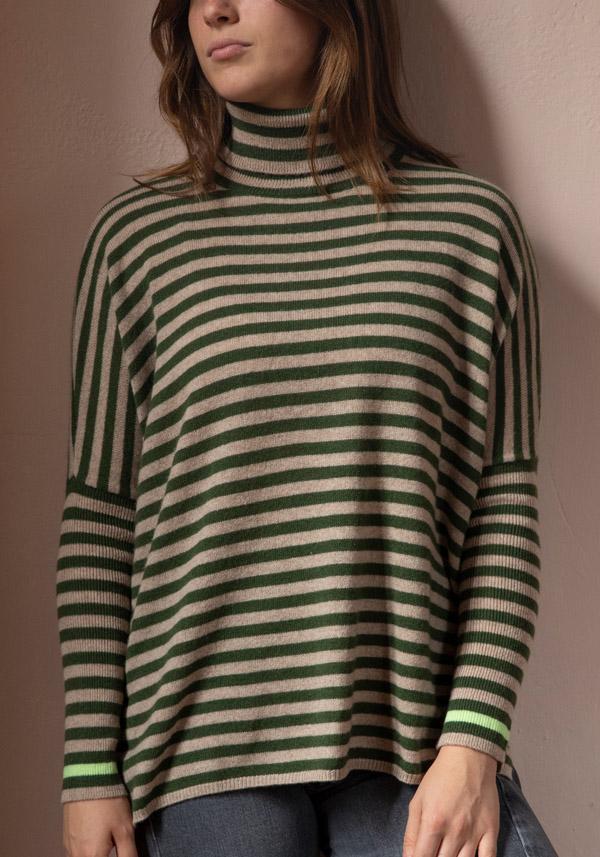Rose & Lini ABSOLUT CASHMERE “PONCHO JOANNA” STRIPES Vendita Calda