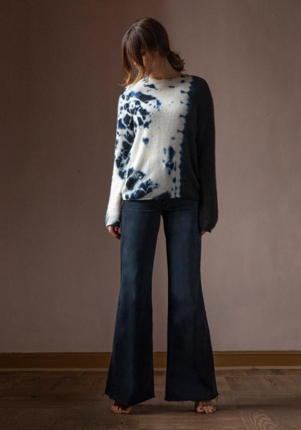 Rose & Lini SUZUSAN CASHMERE “PULL 3028” BLACK & NATURAL In Saldo