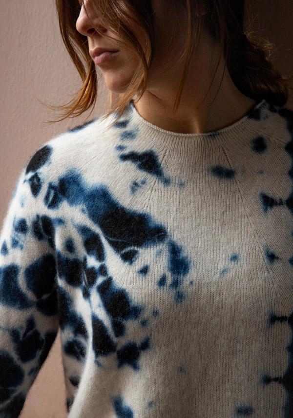 Rose & Lini SUZUSAN CASHMERE “PULL 3028” BLACK & NATURAL In Saldo