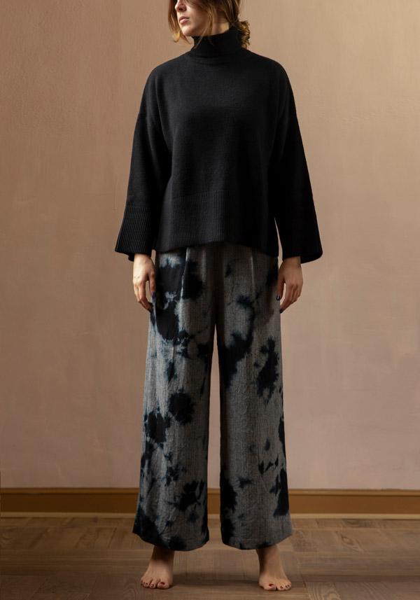 Rose & Lini SUZUSAN WOOL & CASHMER “PANTS 5041” BLACK & GREY Italy