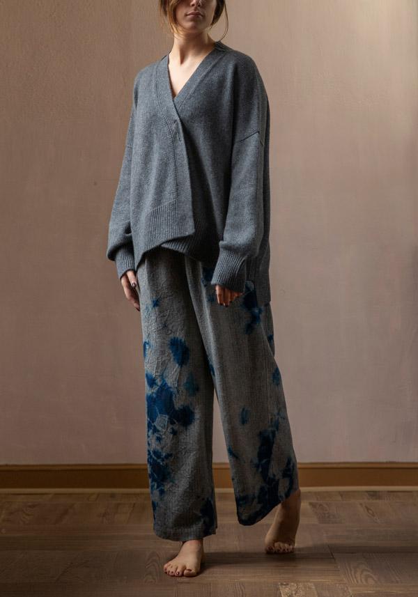 Rose & Lini SUZUSAN WOOL & CASHMER “PANTS 5041” BLUE & BLACK Italia
