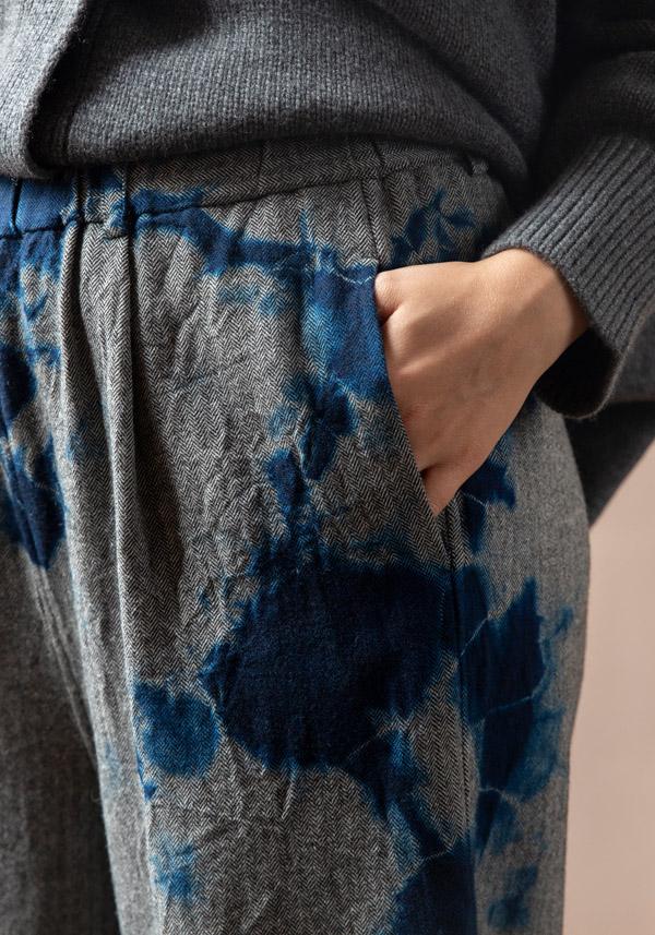 Rose & Lini SUZUSAN WOOL & CASHMER “PANTS 5041” BLUE & BLACK Italia