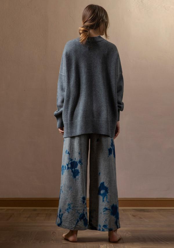 Rose & Lini SUZUSAN WOOL & CASHMER “PANTS 5041” BLUE & BLACK Italia