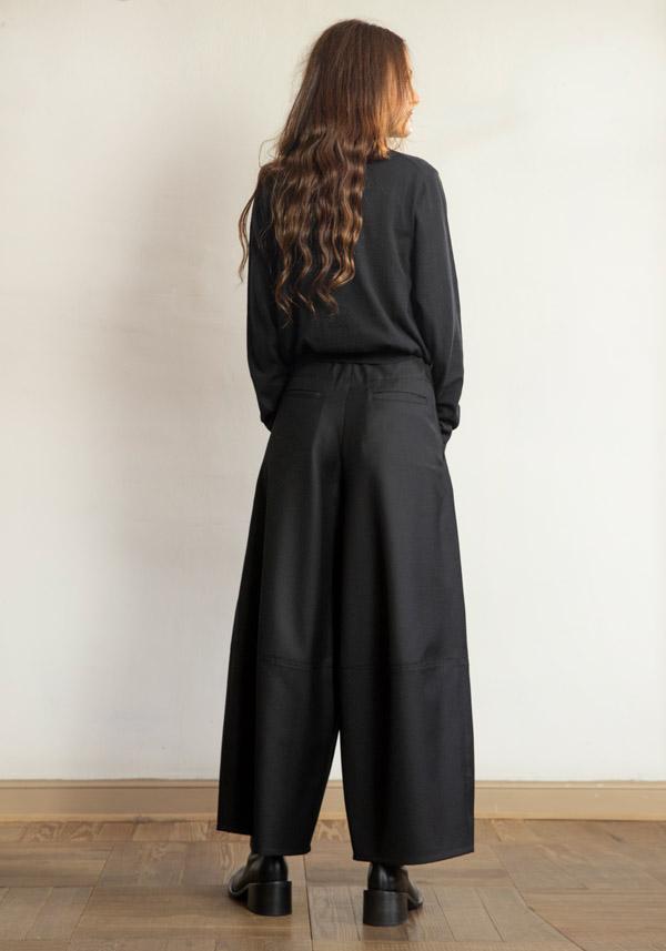 Rose & Lini BARBARA TANI WOOL “PANTS 465 LANA” BLACK In Linea