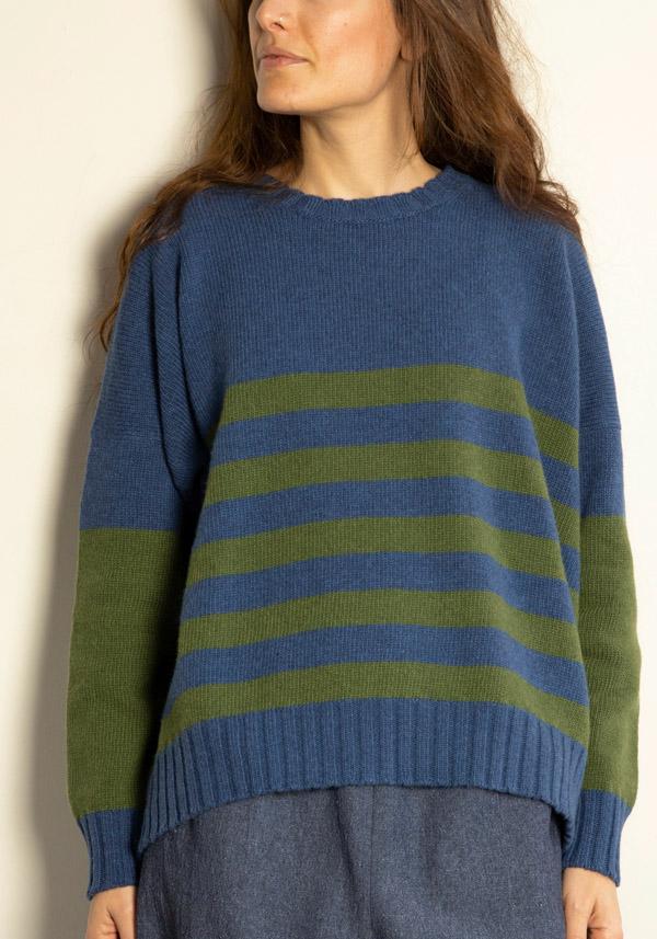 Rose & Lini MARCHÉ DES PALMIERS WOOL “GINEVRINA” STRIPED PULL BAKIR & VILS Vendita