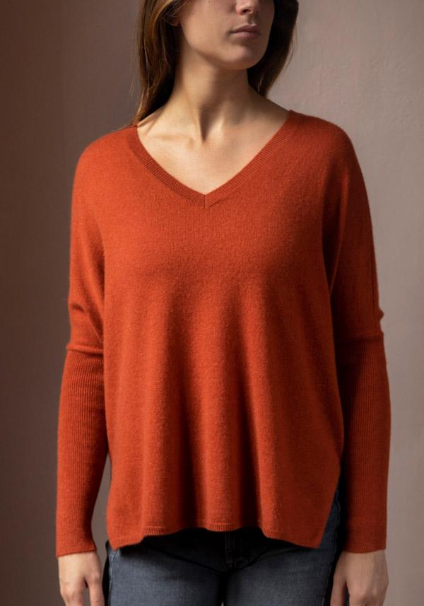 Rose & Lini ABSOLUT CASHMERE “PONCHO CAMILLE” CINNAMON Qualità Garantita