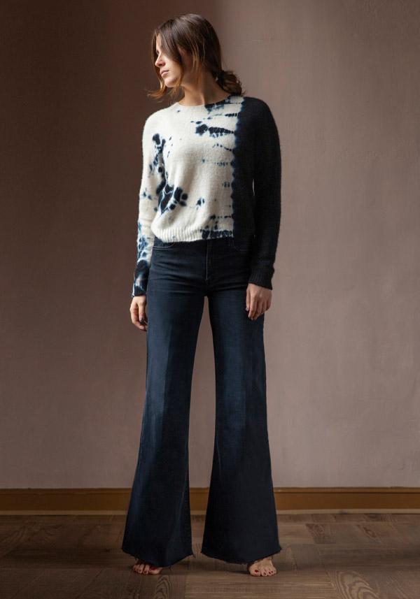 Rose & Lini SUZUSAN CASHMERE “PULL 3027” BLACK & NATURAL Negozi Online