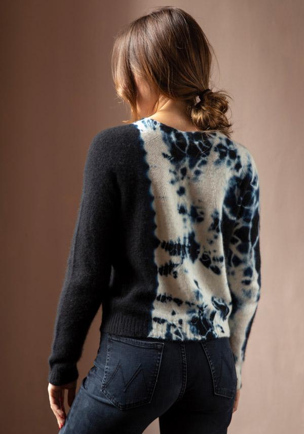 Rose & Lini SUZUSAN CASHMERE “PULL 3027” BLACK & NATURAL Negozi Online