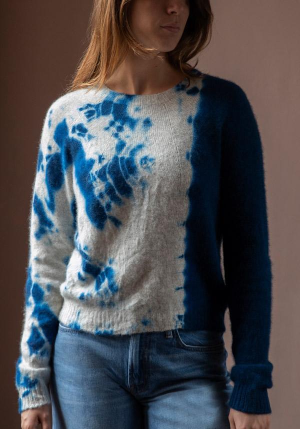 Rose & Lini SUZUSAN CASHMERE “PULL 3027” BLUE & GREY Acquista Ora