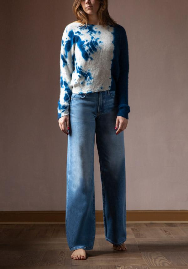 Rose & Lini SUZUSAN CASHMERE “PULL 3027” BLUE & GREY Acquista Ora