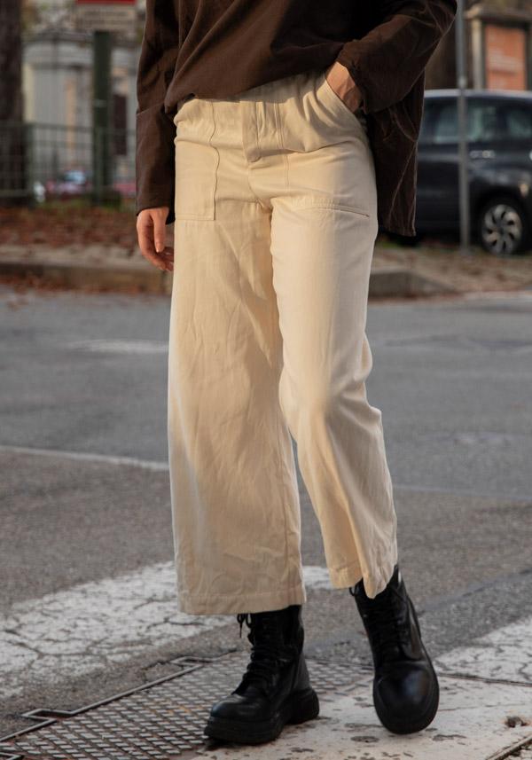 Rose & Lini RISA NAKAMURA COTTON “TROUSERS D” WHITE Fino Al -60%