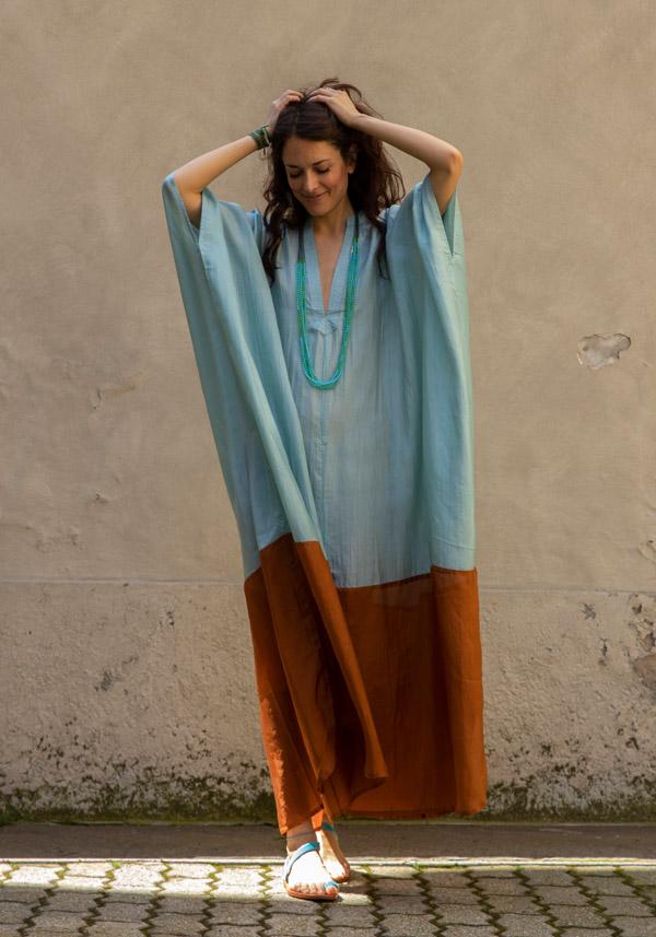 Rose & Lini THE ROSE IBIZA SILK “TUNICA BICOLOR” SKY & GINGER Shopping Online