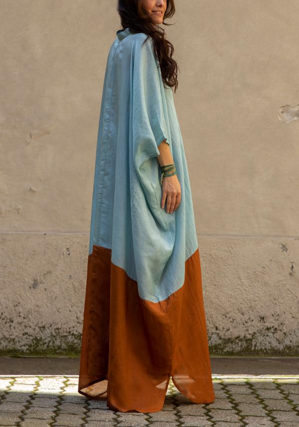 Rose & Lini THE ROSE IBIZA SILK “TUNICA BICOLOR” SKY & GINGER Shopping Online