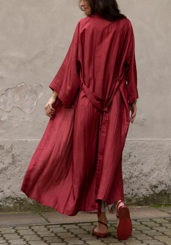 Rose & Lini THE ROSE IBIZA SILK “GOWN KIMONO” BRICK RED Affare Del Giorno